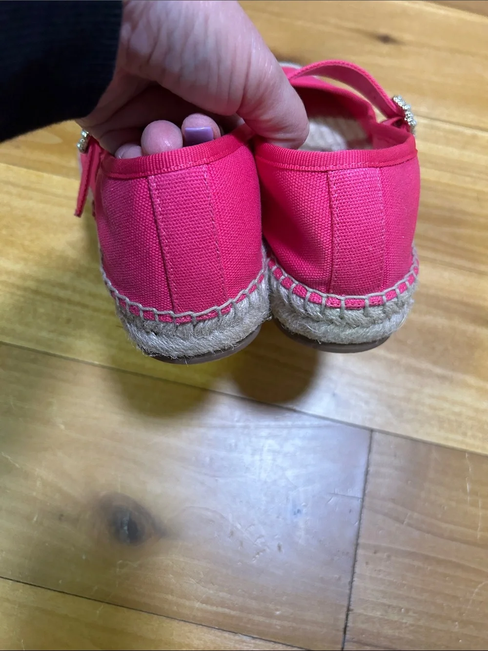 J. Crew Hot Pink Canvas Mary Jane Espadrilles   Preppy Summer Coastal